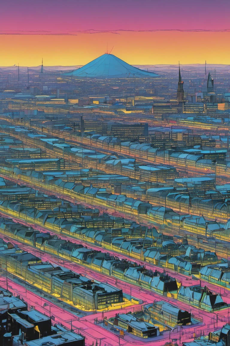 Glasgow in the distance there is a Meroë Pyramids, it is very Cluttered,