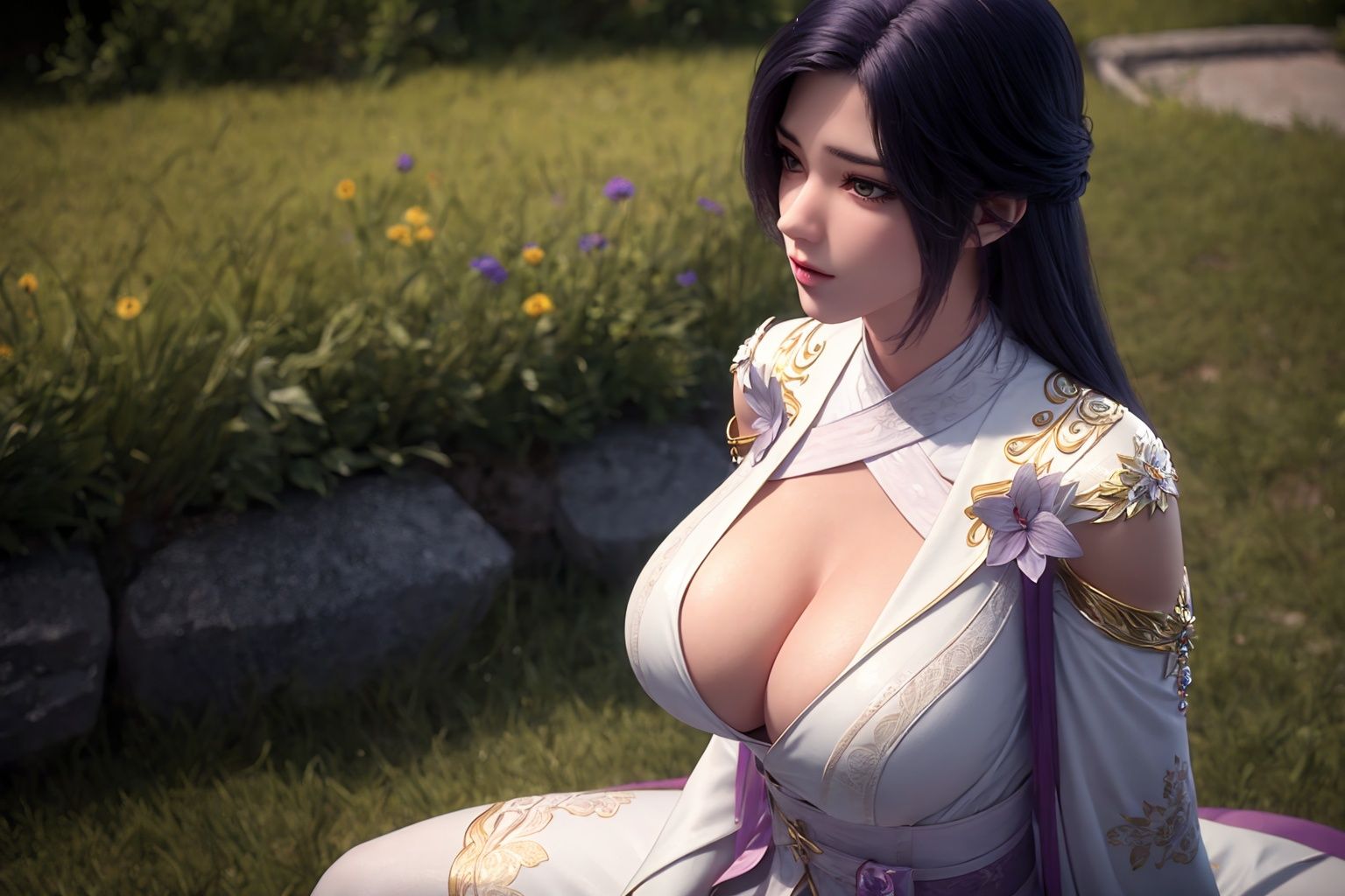large breasts,,1girl,sitting