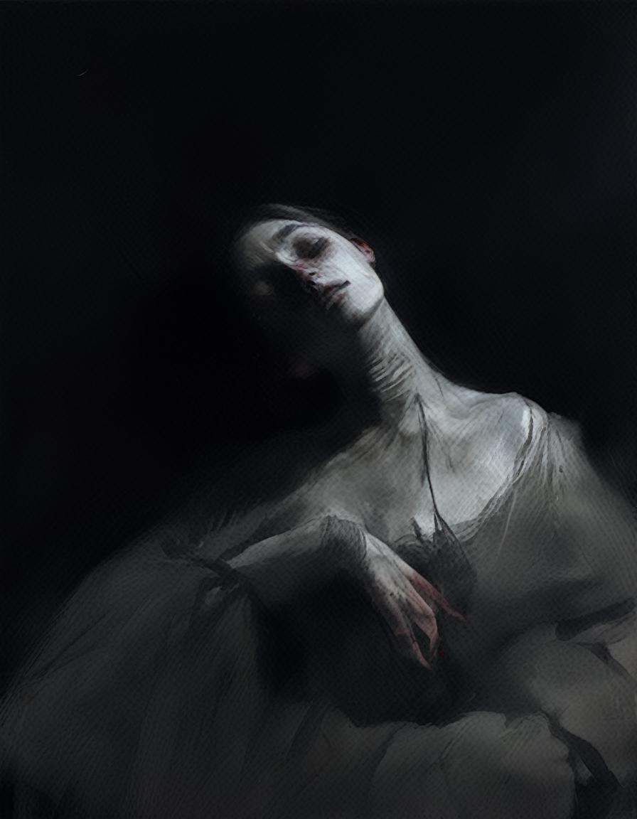 painting of a agonized madame bovary after consuming poison ,  body laid out on ground dramatically ,  victorian era cloth...