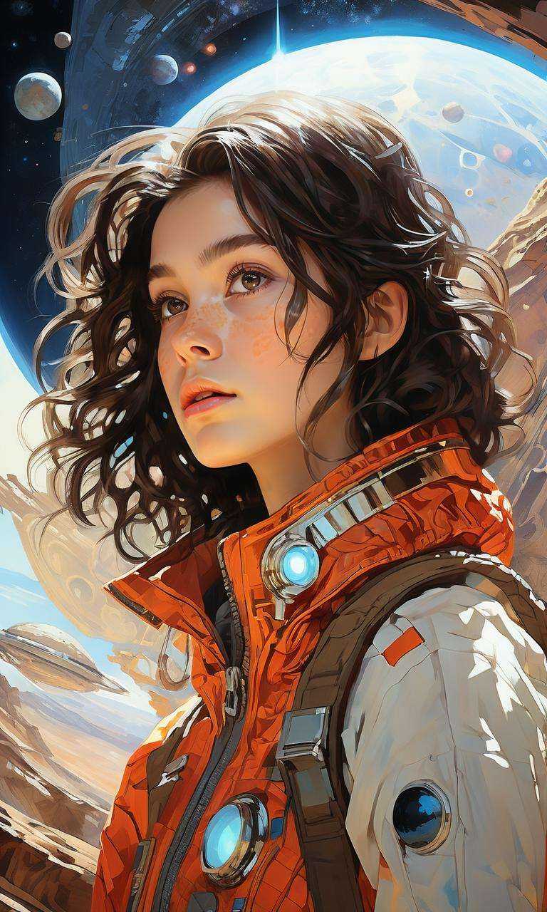 xsgb,<lora:xsgb:1>,((masterpiece)),((best quality)),8k,high detailed,ultra-detailed,intricate detail,Portrait,1girl,((Fantasy space odyssey)),((Galactic explorer attire:1.1)),an epic depiction of a girl in galactic explorer attire,exploring a fantasy space odyssey with celestial bodies and cosmic landscapes,creating a sense of adventure and wonder.,