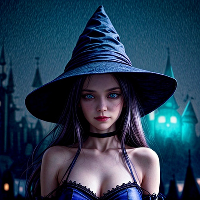 1girl,  halloween outfit,  wearing a witch hat on Tensor.Art