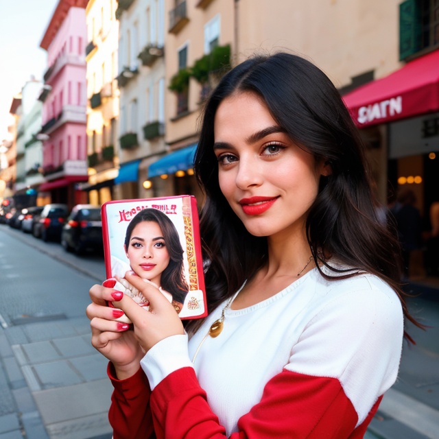 Cute puppy. Beautiful puppy. Adorable puppy. Portrait of a woman in a white dress,  holding a book with delicate hands,  e...