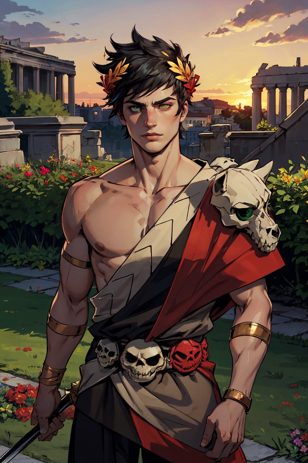 1boy,  zagreus,  laurel crown on Tensor.Art