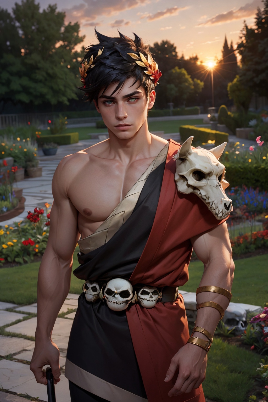 1boy,  zagreus,  laurel crown on Tensor.Art