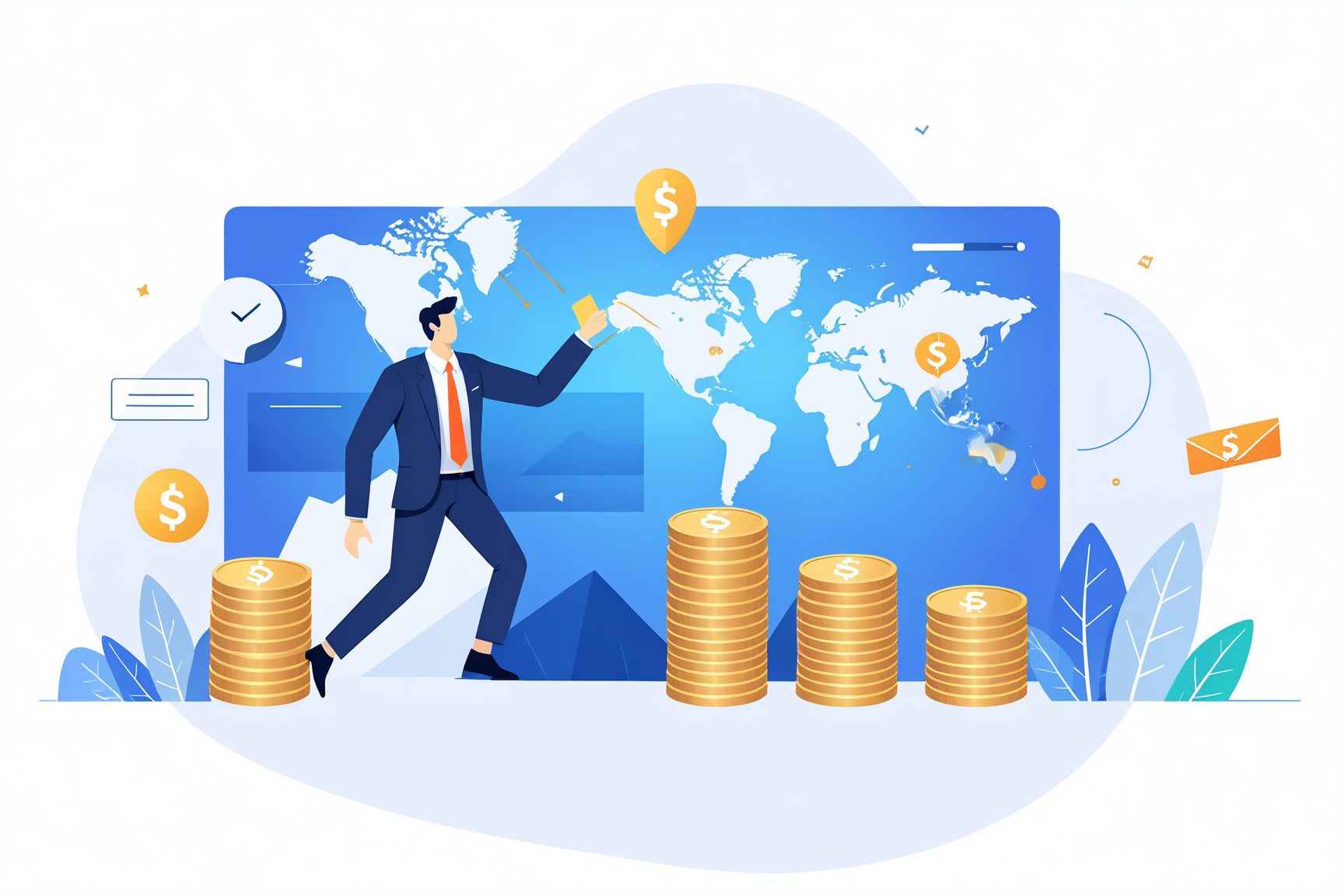 financial flat design,  vector illustration,  bright and vibrant colors by Shopon_skp on Tensor.Art