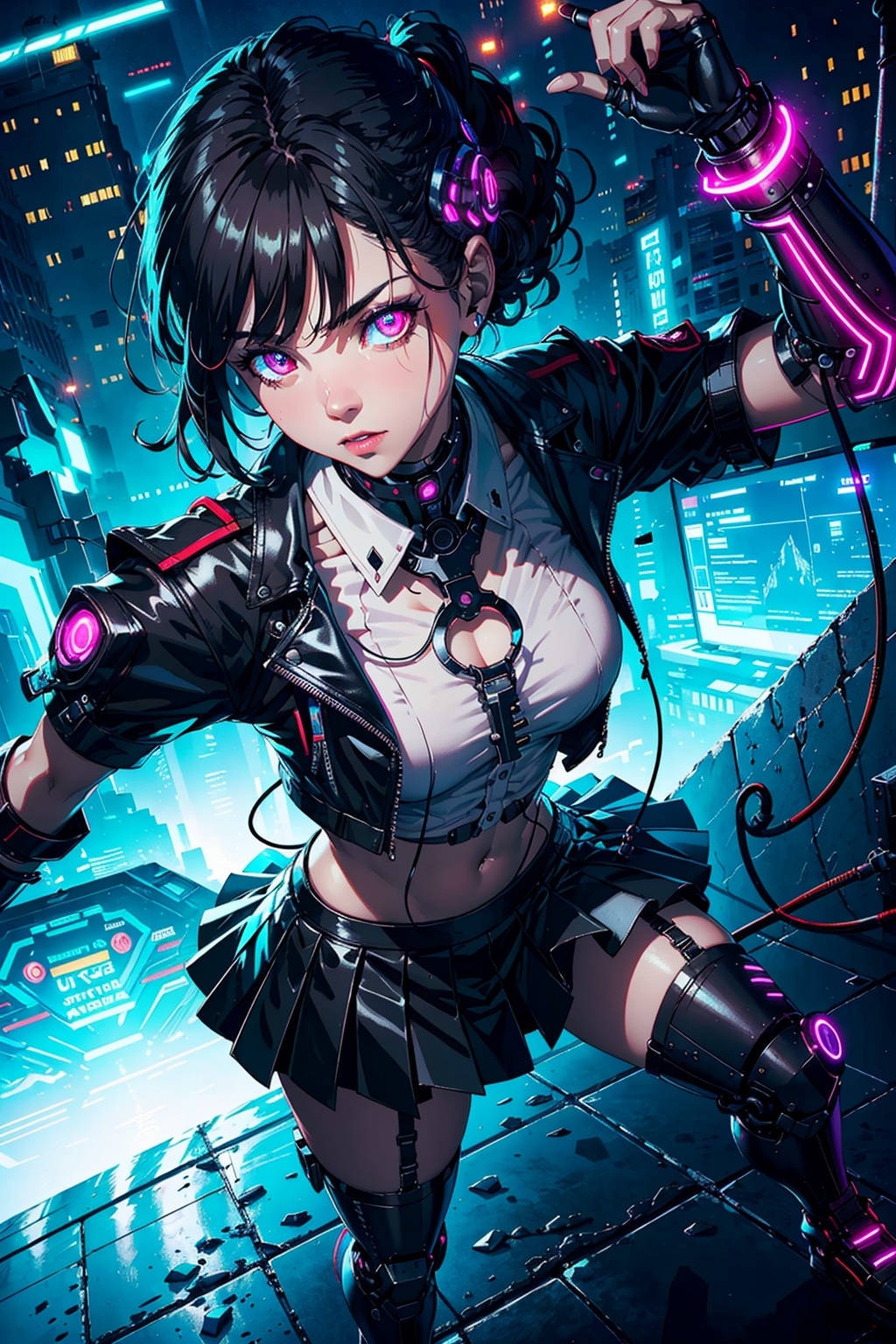 full body of cyborg lady,  cybernetic jaw,  mechanical parts on Tensor.Art