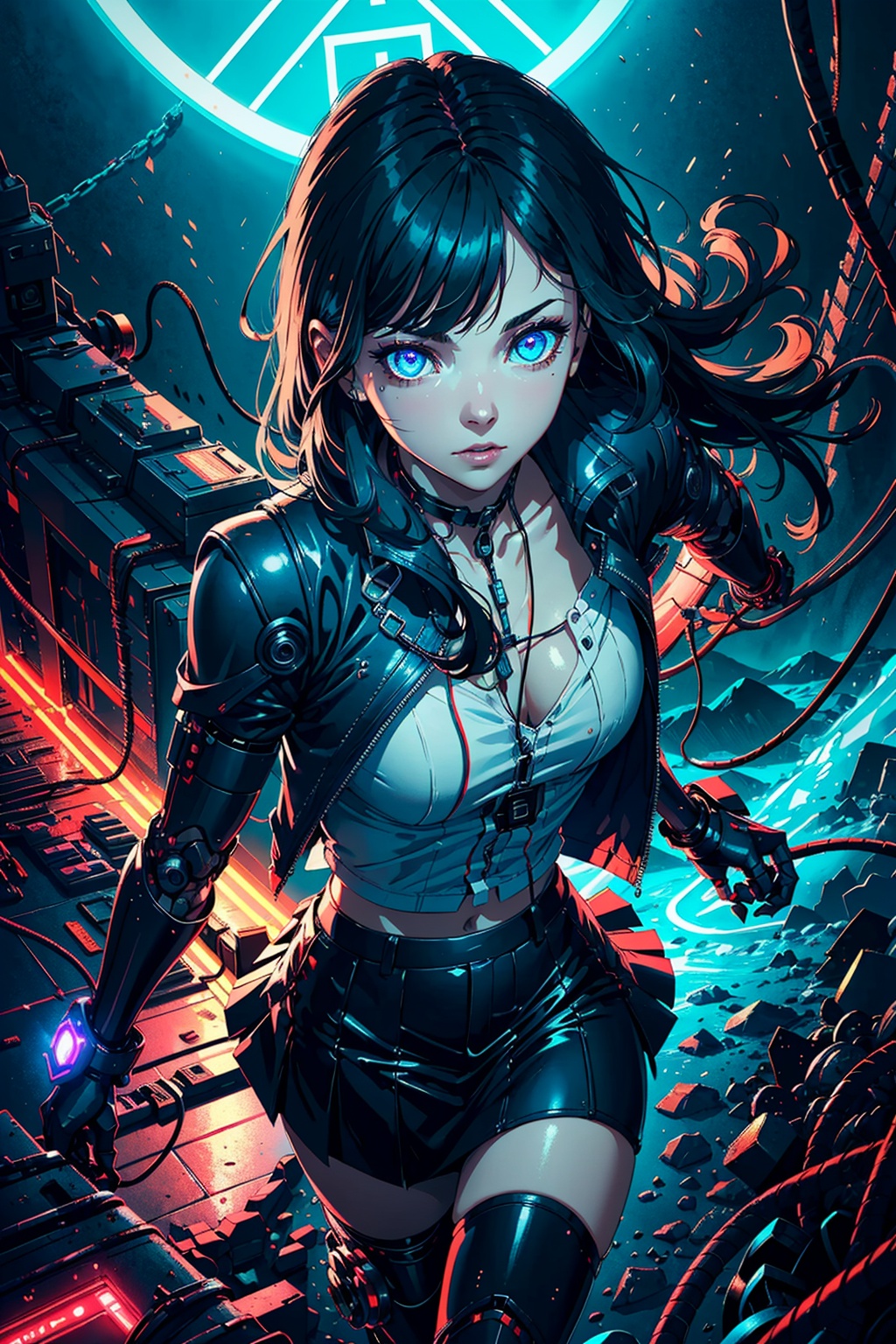 full body of cyborg lady,  cybernetic jaw,  mechanical parts on Tensor.Art