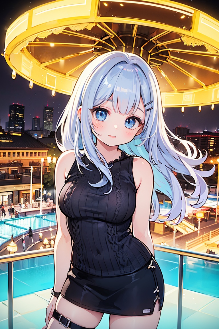 1girl,  amusement park,  ferris wheel on Tensor.Art