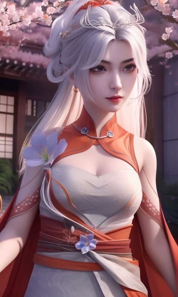 (,1girl, ,best quality, )<lora:DA_楚灵儿-仙武传:0.8>,, ,masterpiece, fantasy, realistic,science fiction,mole, ultra realistic 8k cg, ,tamari \(flawless\),  medium breasts  ,orange blossoms, spider lily, lily \(flower\),cherry blossoms,plum blossoms, strawberry blossoms      (()), (),