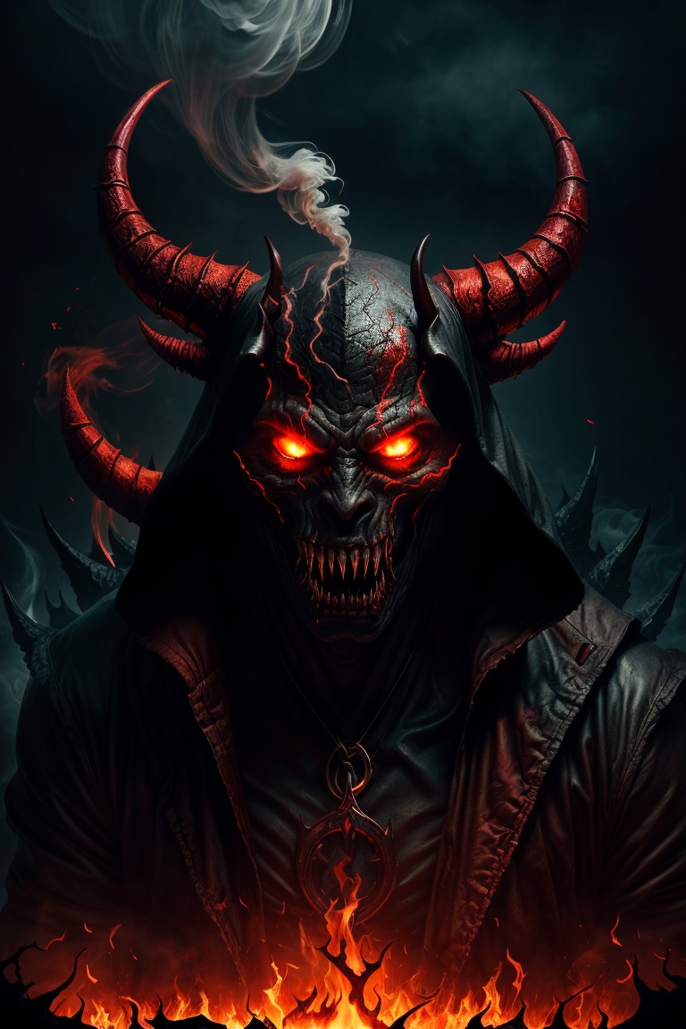 photorealistic,  horrifying red-skinned male demon king,  wide spread bat-like wings on Tensor.Art