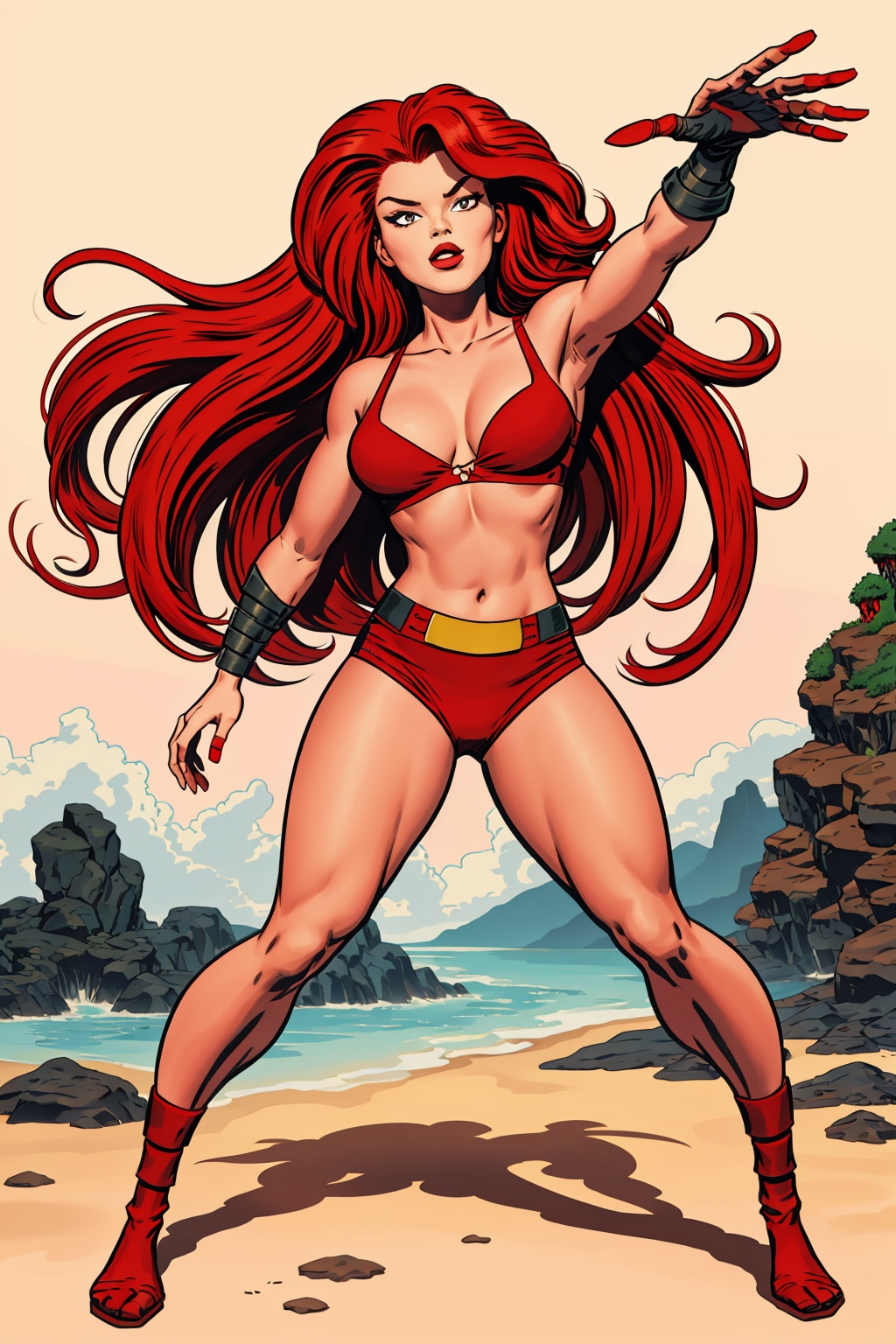 Full body,  1girl,  long red hair on Tensor.Art