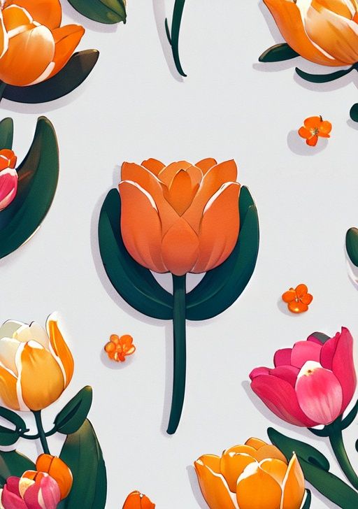 masterpiece, high quality,  food, fruit, orange_\(fruit\), simple_background, white_background, flower, lying, signature, no_humans, shadow, pink_flower, yellow_flower, orange_flower, still_life, tulip<lora:Keai:0.86>