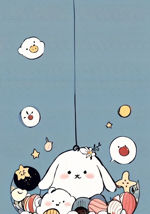 masterpiece, high quality, arrow_\(symbol\), closed_eyes, cloud, comic, crescent, crescent_moon, full_moon, grey_background, moon, no_humans, open_mouth, seashell, shell, sky, speech_bubble, spoken_ellipsis, star_\(symbol\), starfish, starry_background, sun, thought_bubble, looking_at_viewer, simple_background, closed_mouth, flower, food, :3, blue_background, rabbit, animal_focus, rice, bear, food_focus, food_art<lora:Keai-000009:1>