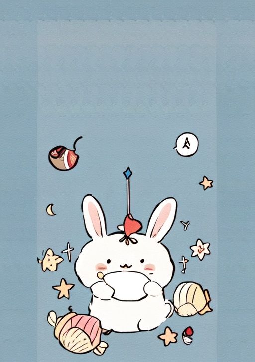 masterpiece, high quality, arrow_\(symbol\), closed_eyes, cloud, comic, crescent, crescent_moon, full_moon, grey_background, moon, no_humans, open_mouth, seashell, shell, sky, speech_bubble, spoken_ellipsis, star_\(symbol\), starfish, starry_background, sun, thought_bubble, looking_at_viewer, simple_background, closed_mouth, flower, food, :3, blue_background, rabbit, animal_focus, rice, bear, food_focus, food_art<lora:Keai-000009:1>
