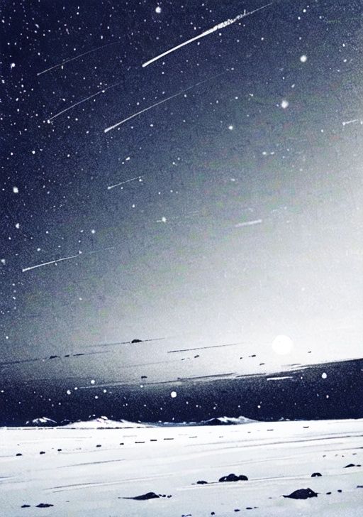 masterpiece, high quality, city_lights, cloud, comic, constellation, crescent_moon, dark, desert, earth_\(planet\), full_moon, galaxy, greyscale, light_particles, milky_way, monochrome, moon, moonlight, night, night_sky, outdoors, planet, shooting_star, signature, skirt, sky, snowing, space, star_\(sky\), star_\(symbol\), starry_background, starry_sky, starry_sky_print, tanabata, twitter_username, no_humans<lora:Keai-000008:1>