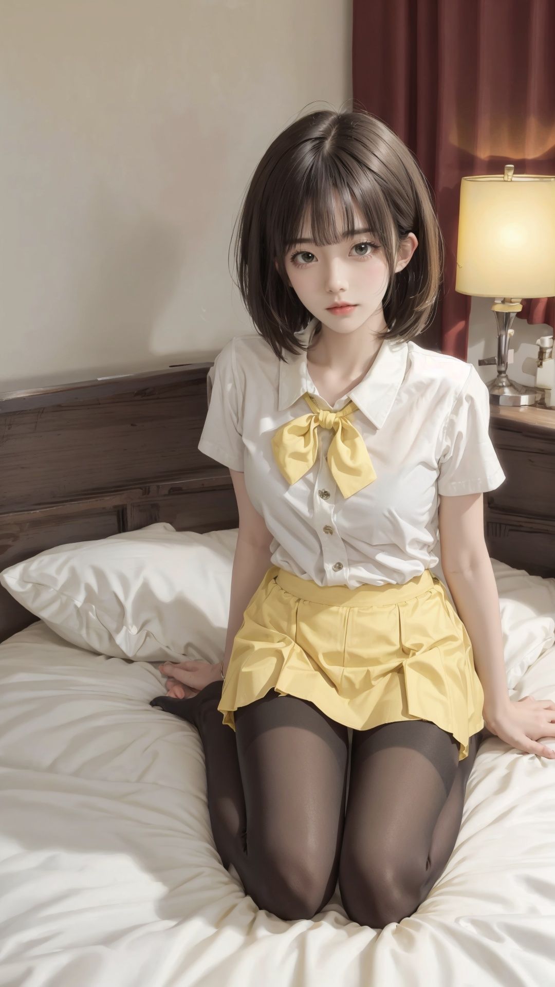 1girl,  solo.bob haircut,  white shirt on Tensor.Art