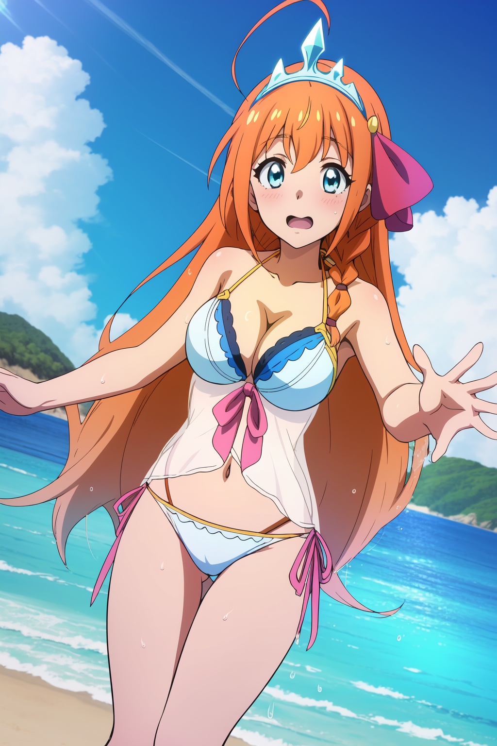 Priconne anime lineart,  Pecorine,  orange hair on Tensor.Art