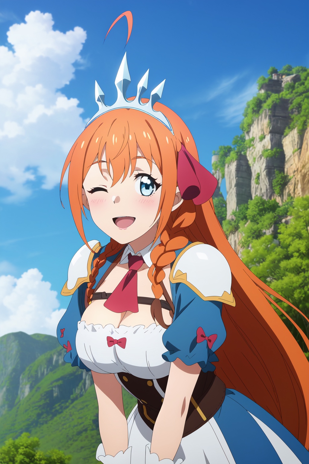 Priconne anime lineart,  Pecorine,  orange hair on Tensor.Art
