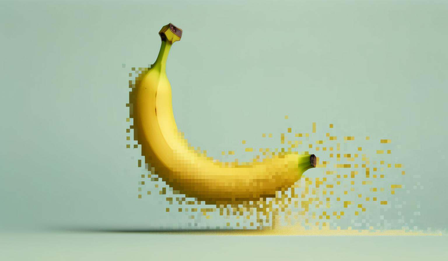 a banana dissolving into pixels on Tensor.Art