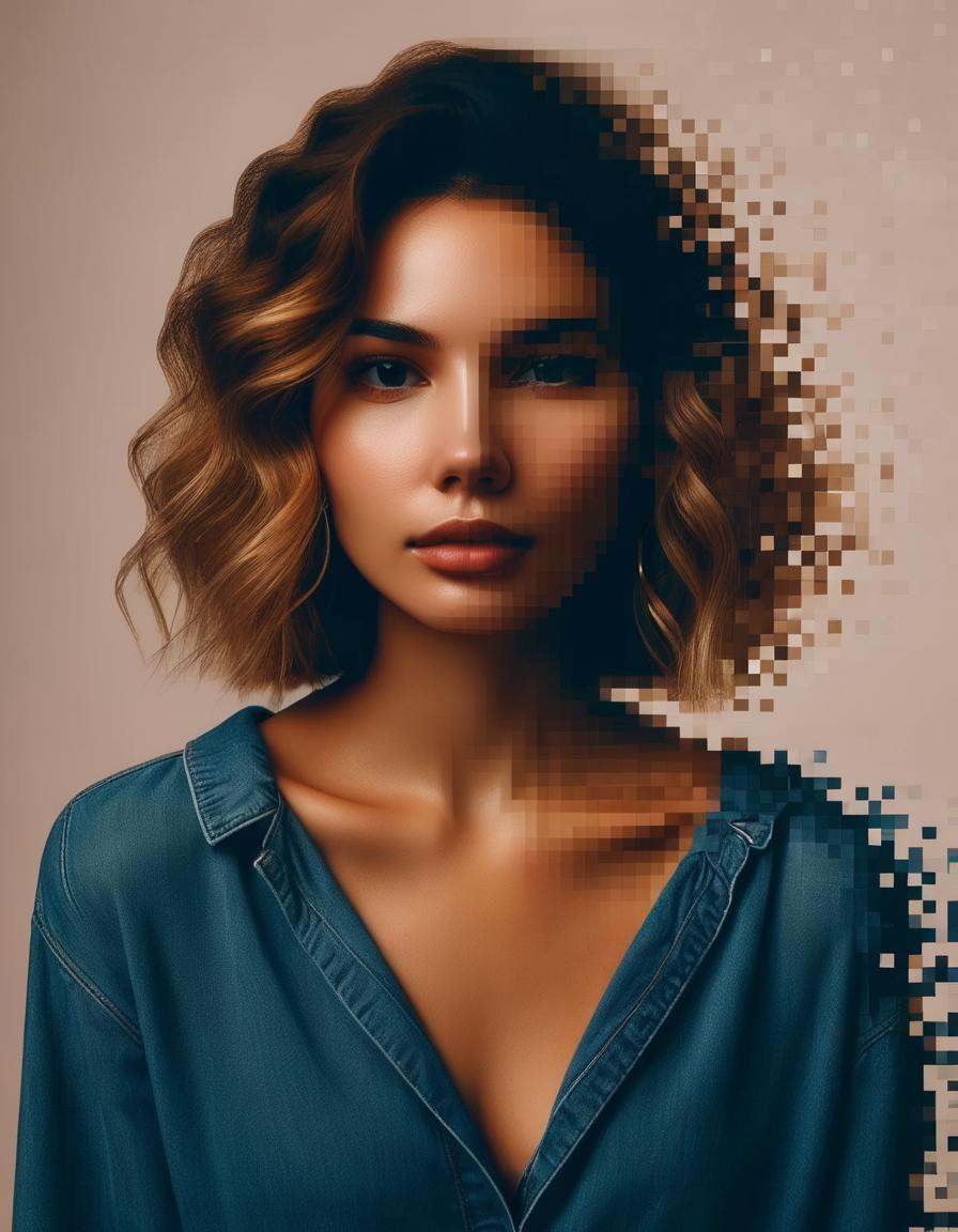 photo of a woman dissolving into pixels on Tensor.Art