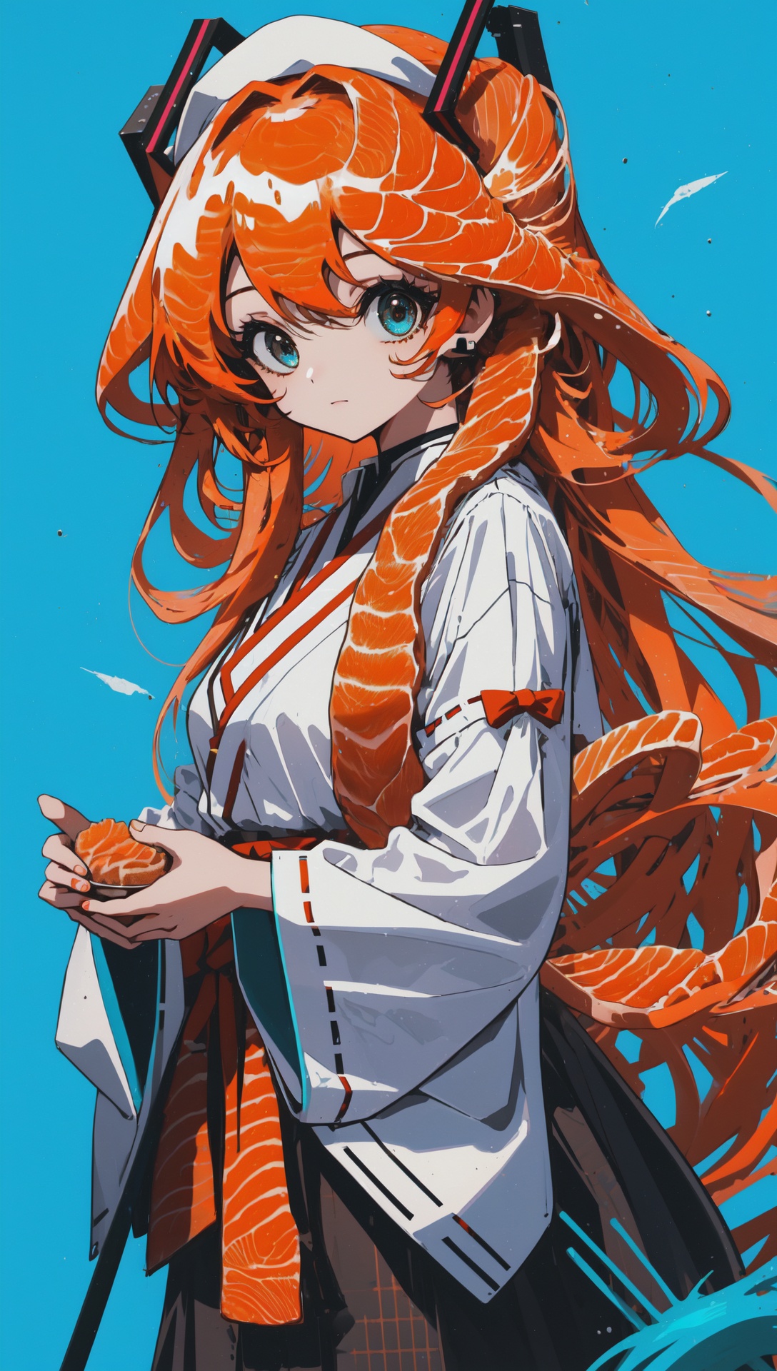 hair_as_food,  salmon meat hair,  1girl on Tensor.Art