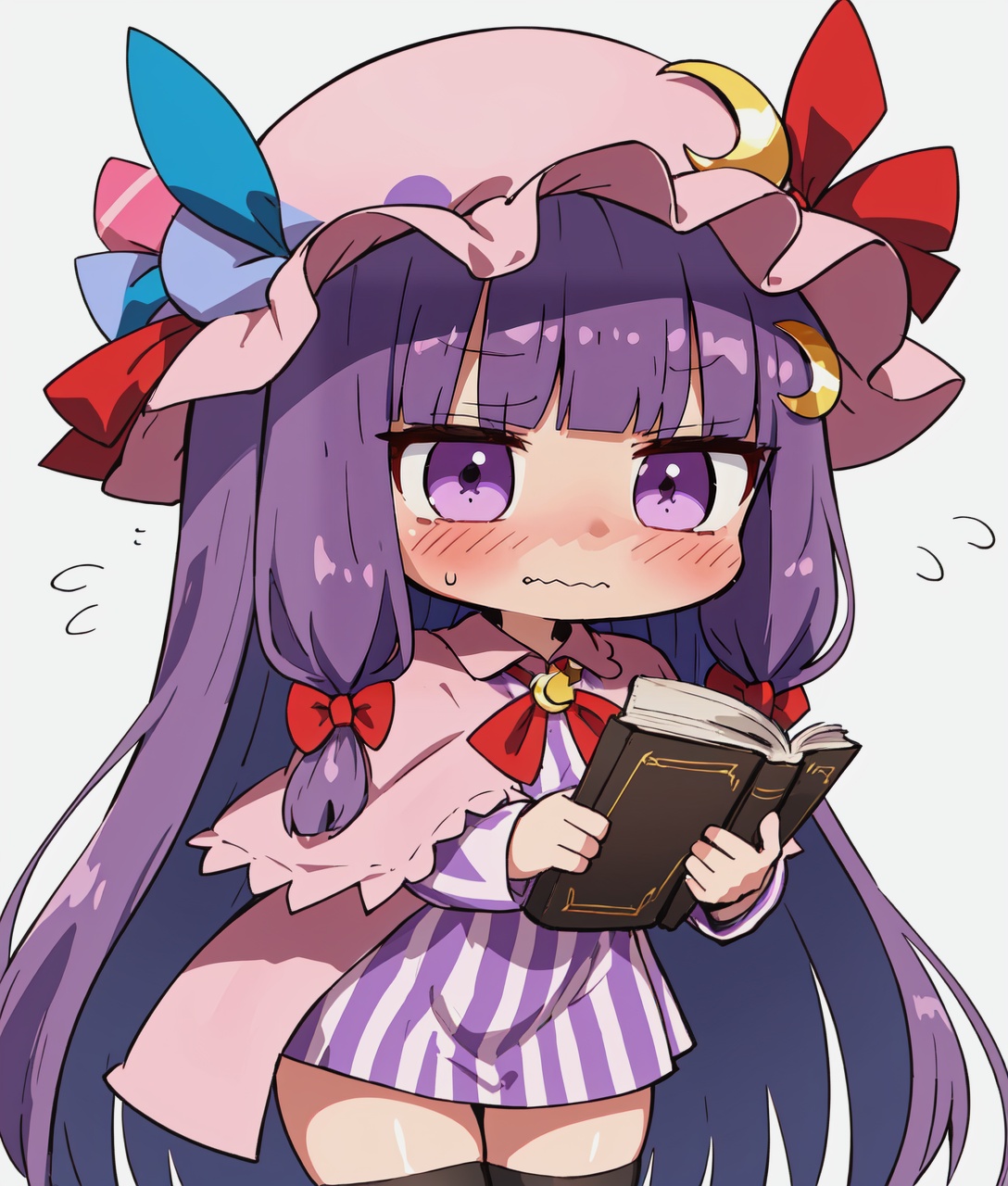 patchouli knowledge,  striped dress,  red bow on Tensor.Art