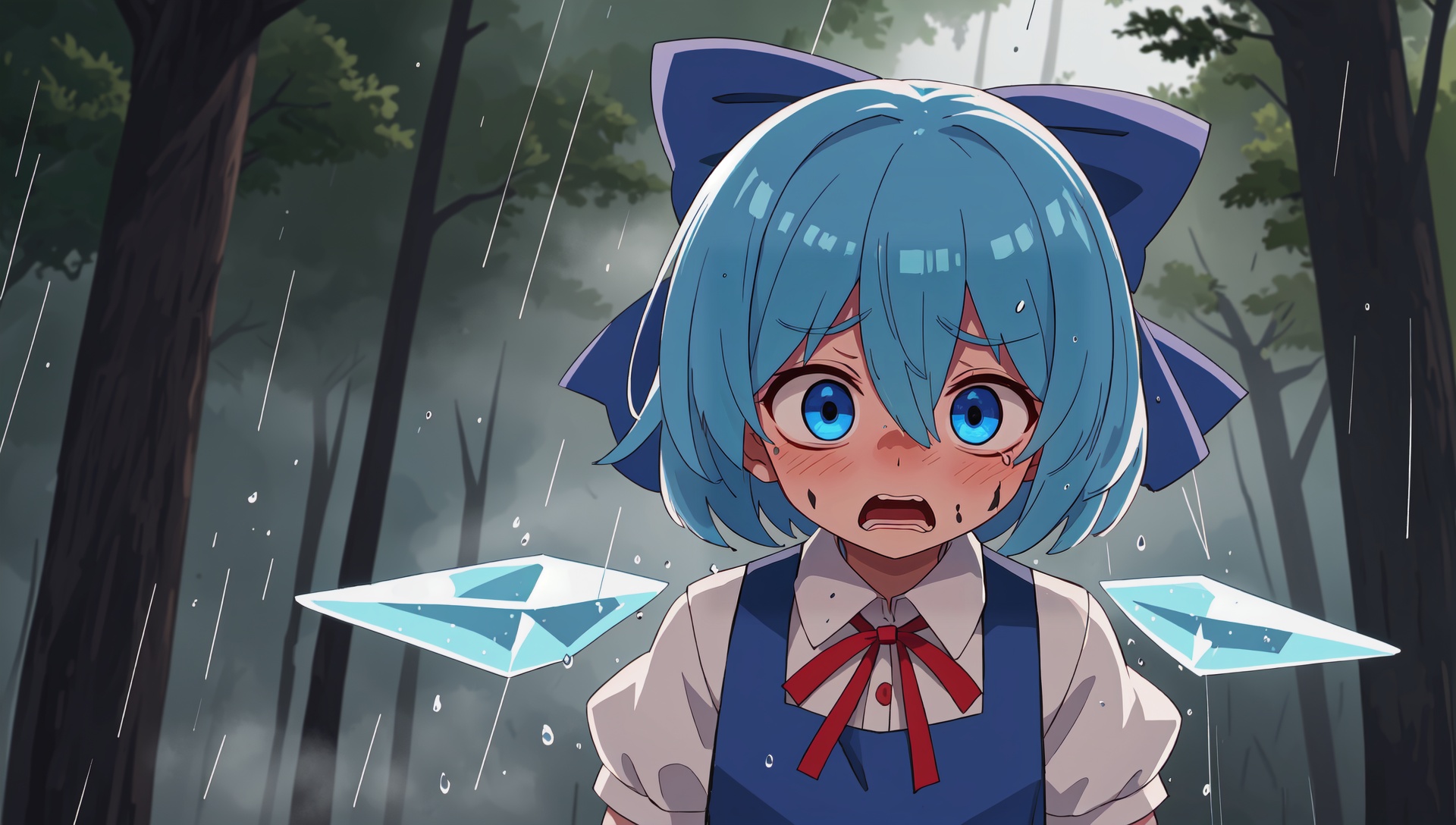 cirno,  solo,  puffy short sleeves on Tensor.Art