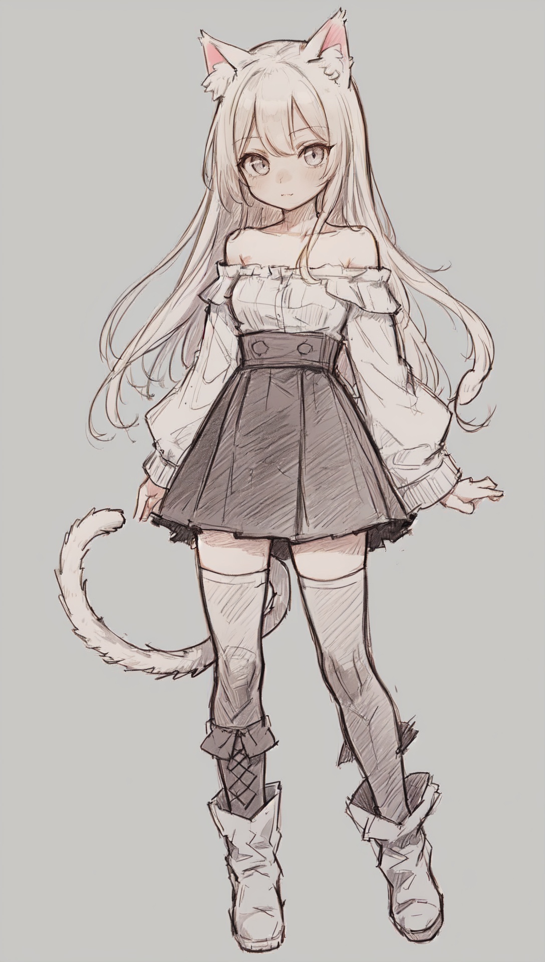 1girl,  cat ears,  cat tail on Tensor.Art