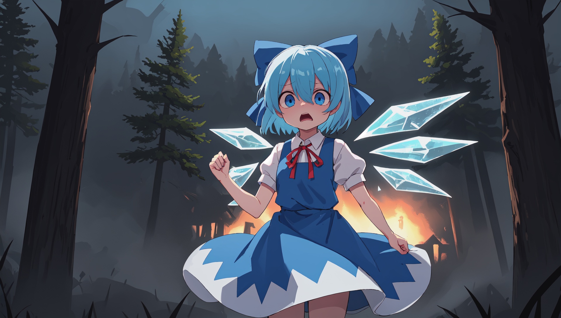 cirno,  solo,  puffy short sleeves on Tensor.Art