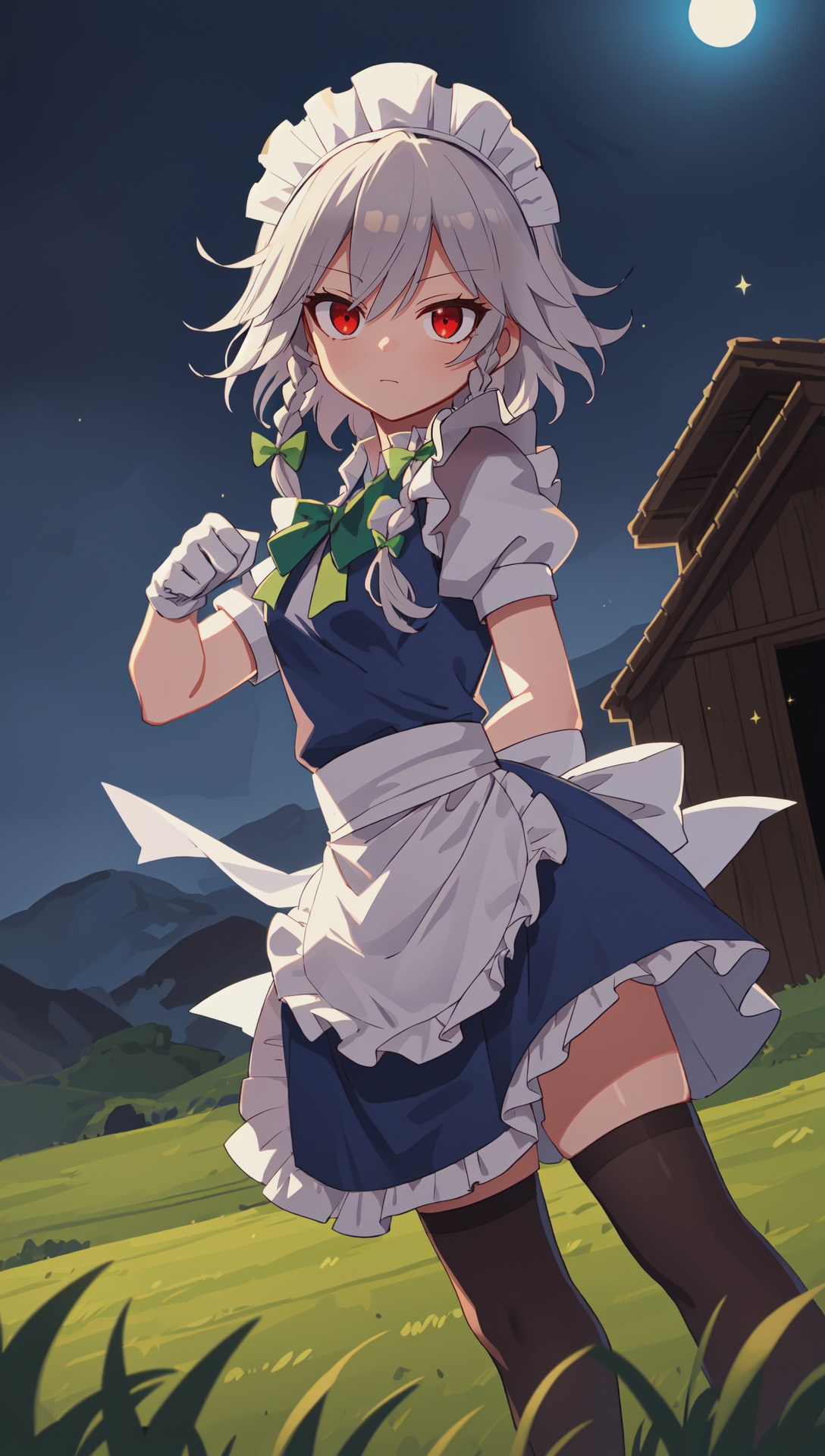 izayoi sakuya,  green bow,  maid headdress on Tensor.Art
