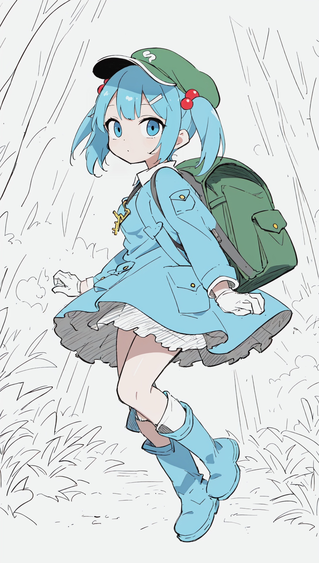 kawashiro nitori,  flat cap,  skirt set on Tensor.Art