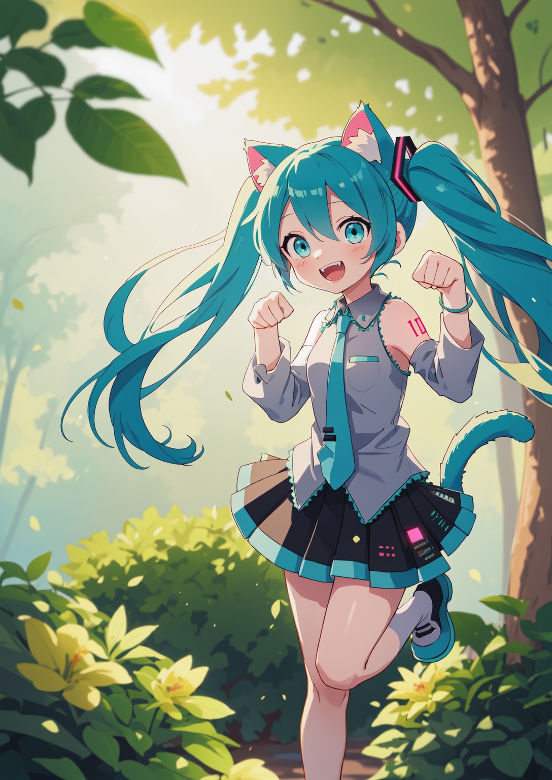 hatsune miku,  twin tails,  aqua hair on Tensor.Art