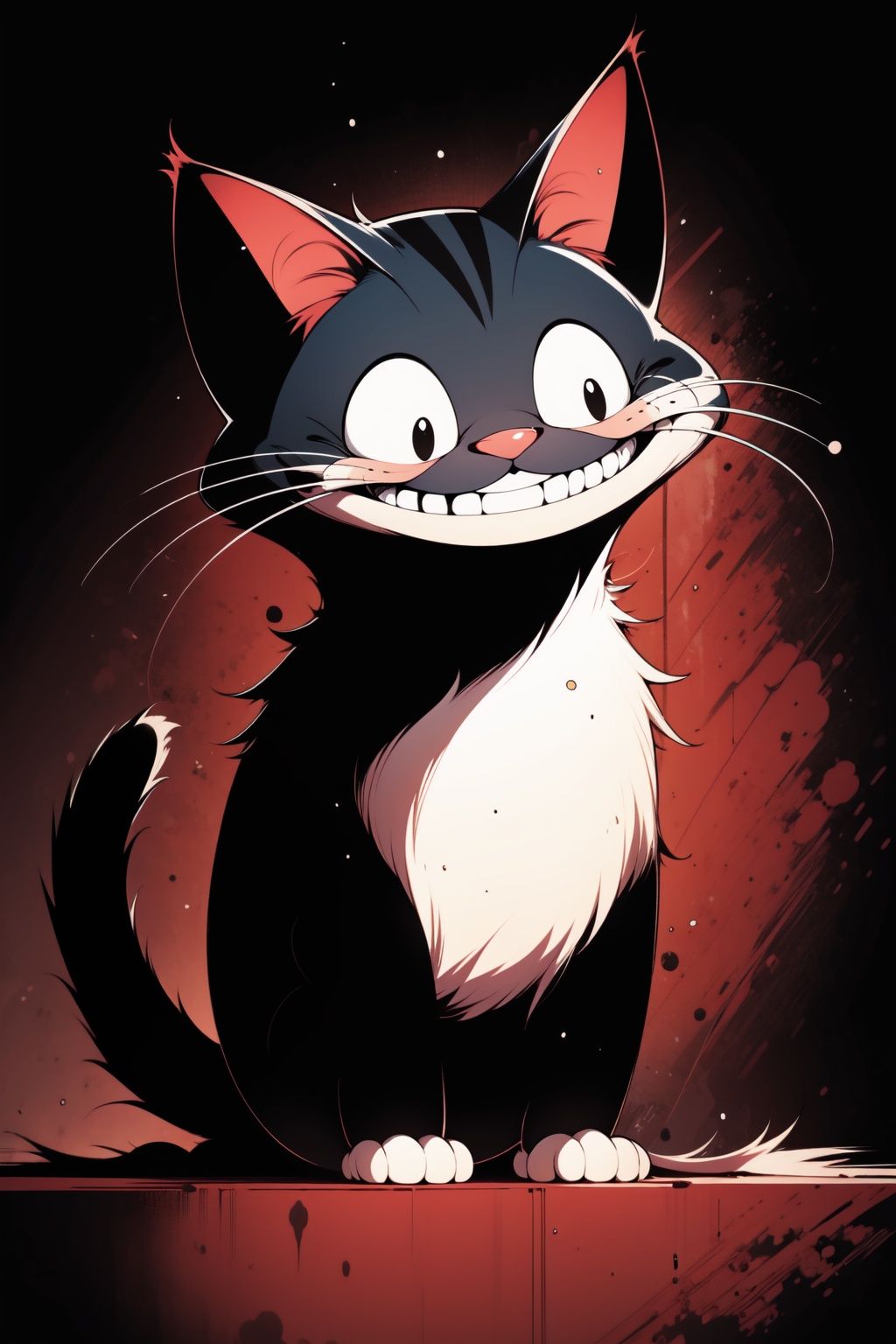 zzz,  whiskers,  no humans,  1 cat,  grin,  teeth,  smile,  solo,  looking at viewer,  tail,  sitting, <lora:EMS-84940-EMS:1.000000>