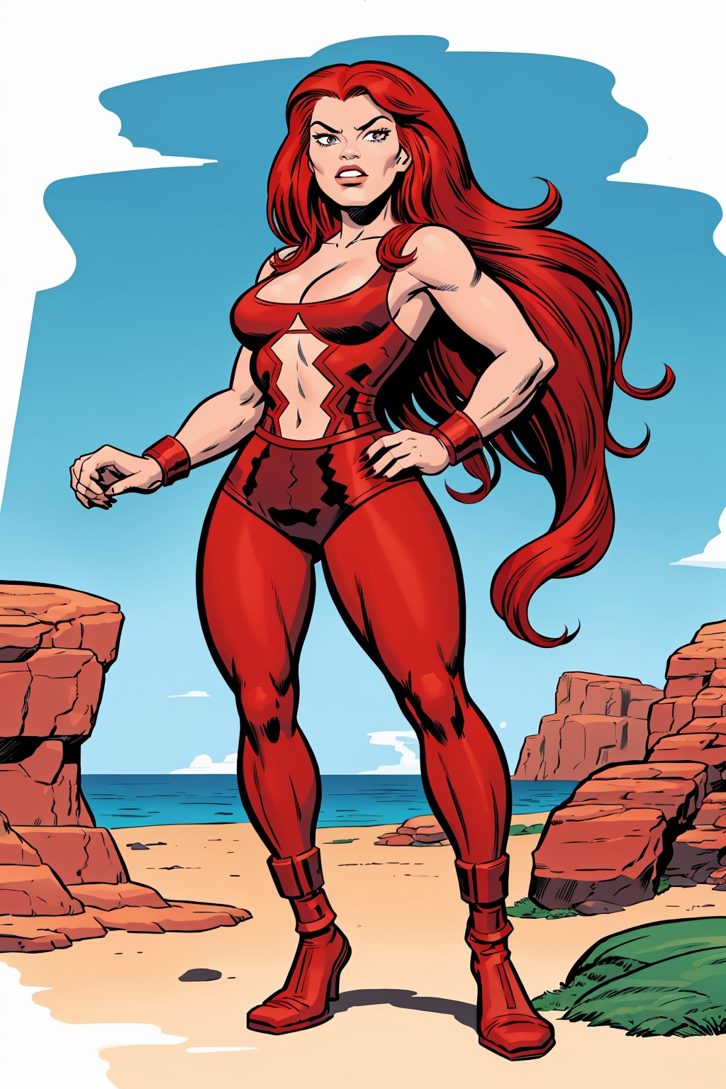 Full body,  1girl,  long red hair on Tensor.Art