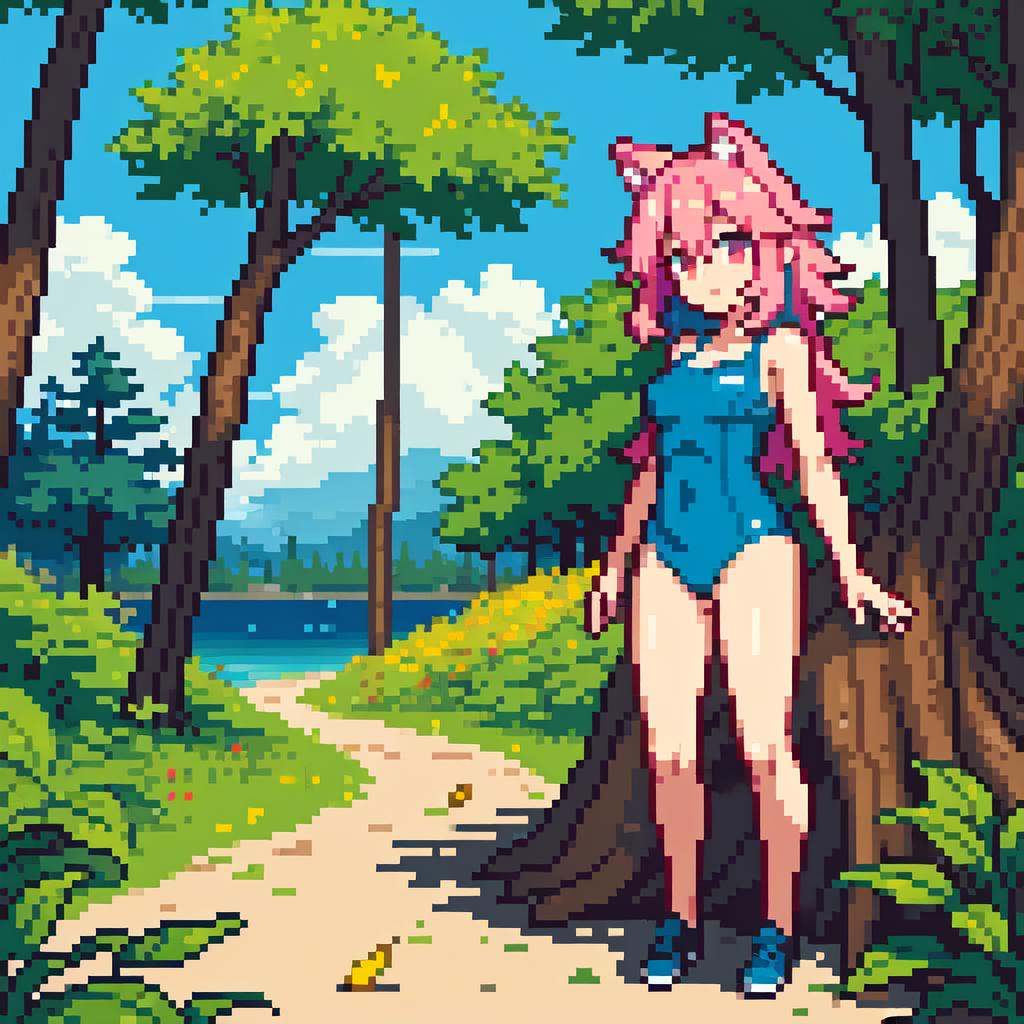1girl,  multicolored pink hair,  fullbody on Tensor.Art