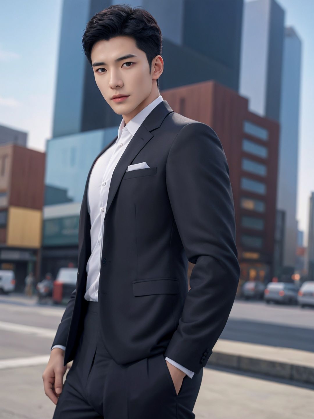  masterpiece,1 Man,Look at me,Handsome,Lovely,textured skin,super detail,best quality,adapted_uniform,Bustling city,,Men's underwear,1boy