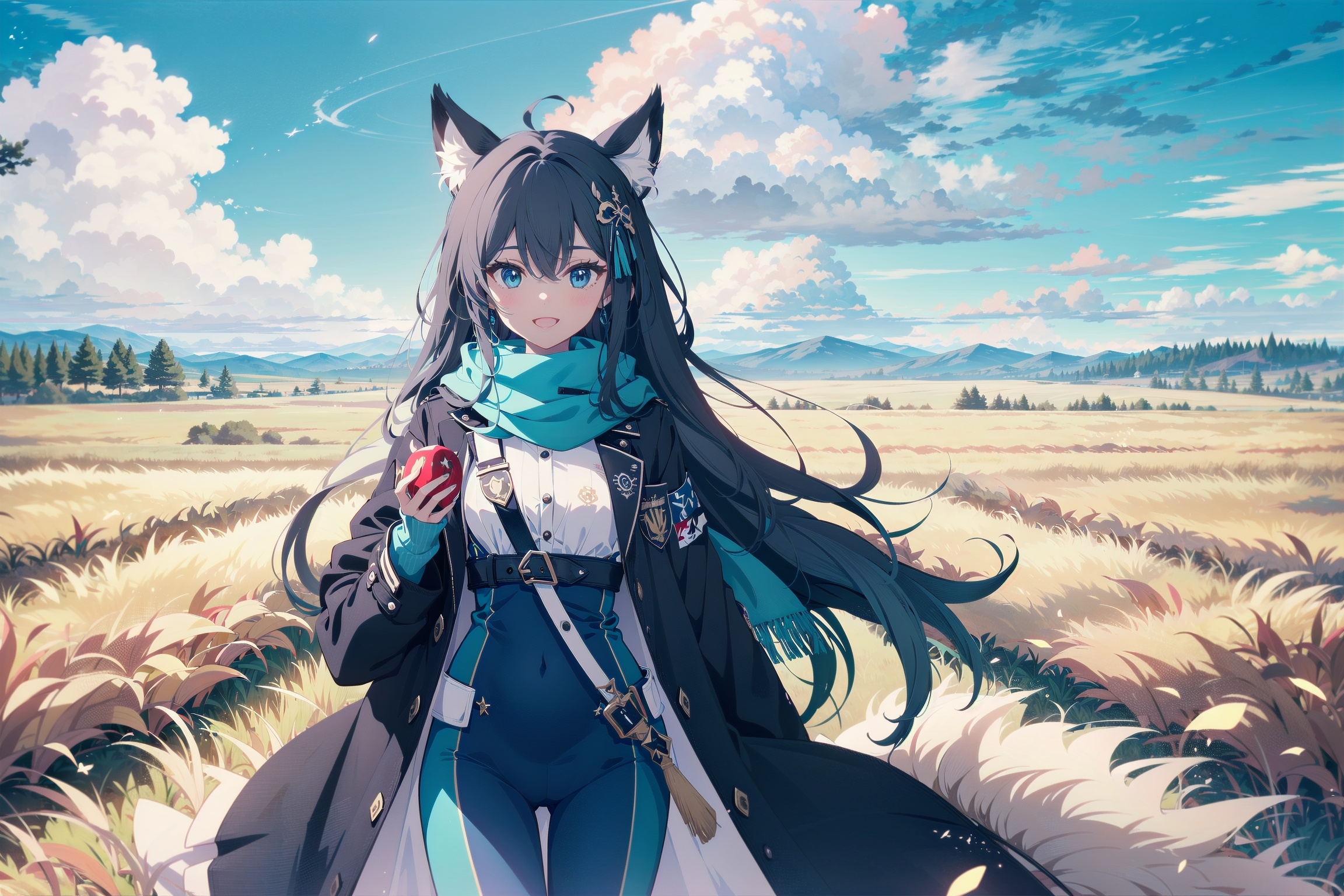 standing dark_skin 1girl,  kind smile,  opening mouth on Tensor.Art