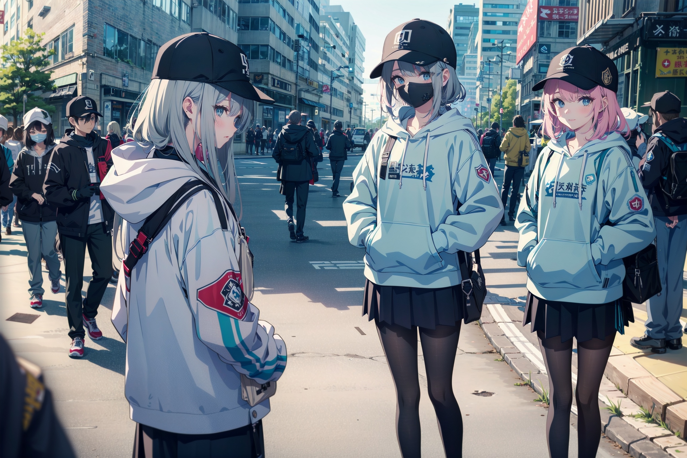 Girl,  face mask,  hoodie on Tensor.Art