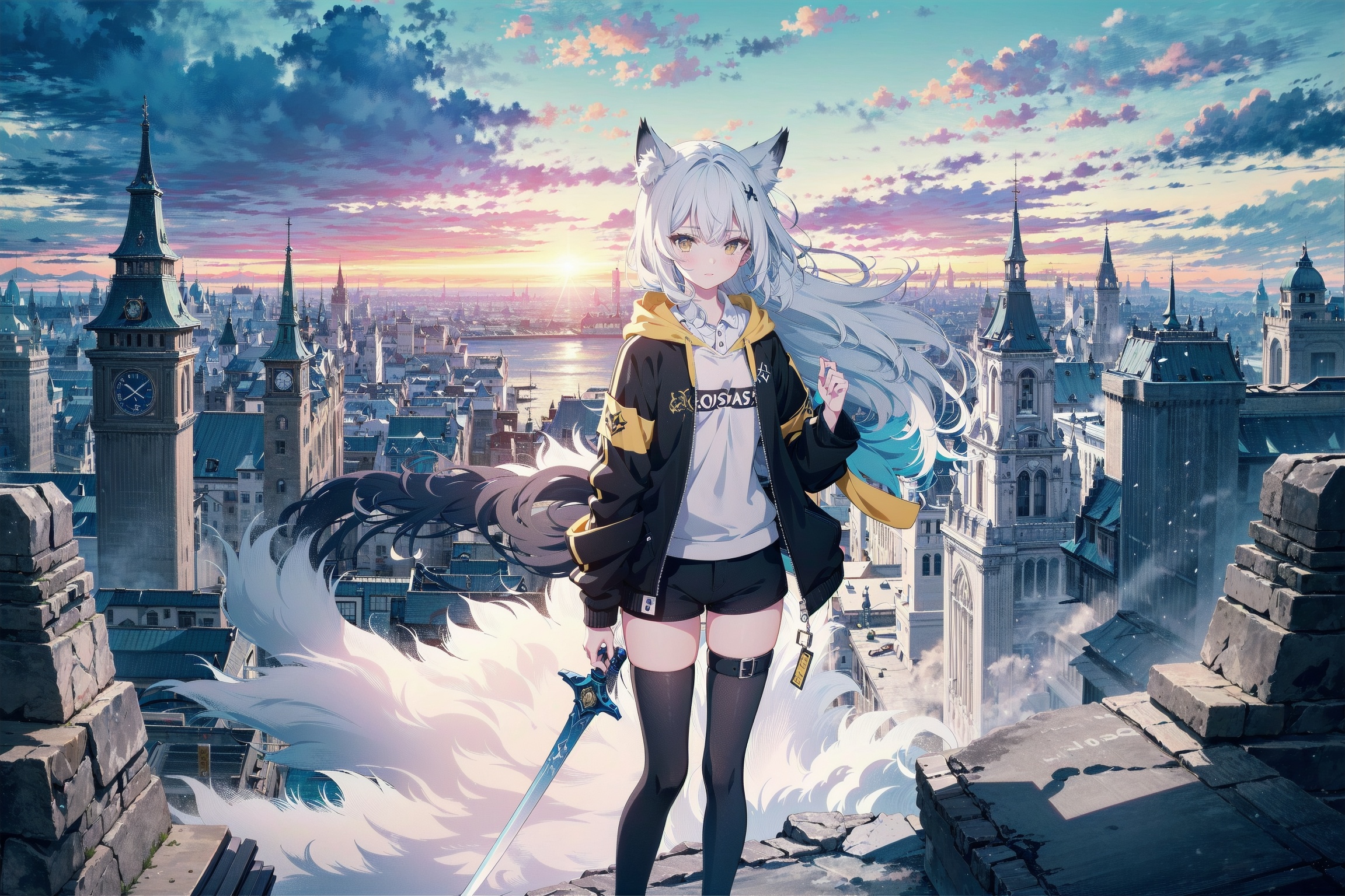 1girl,  white hair,  long hair on Tensor.Art