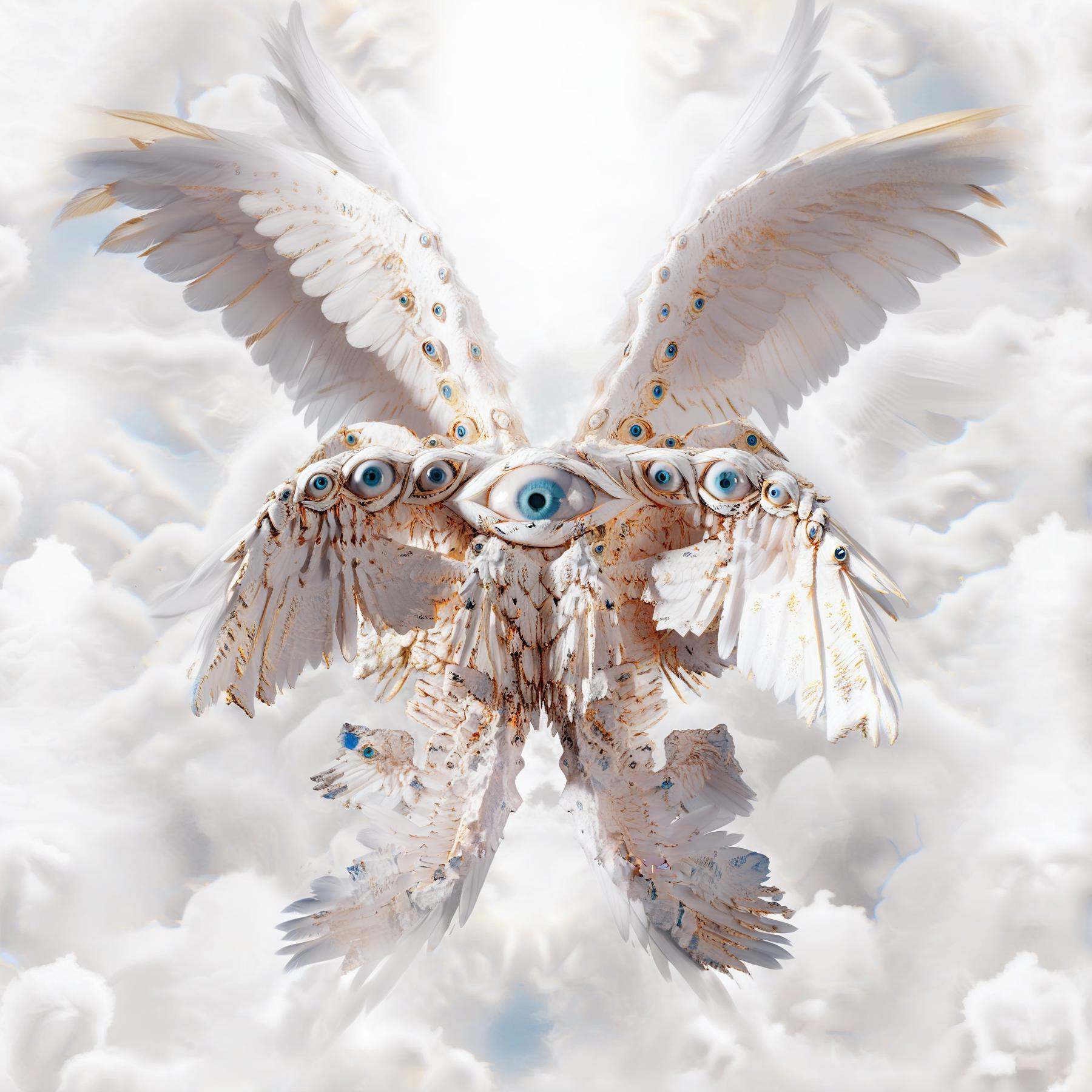 beautiful seraphim,  golden heaven,  blue sky on Tensor.Art