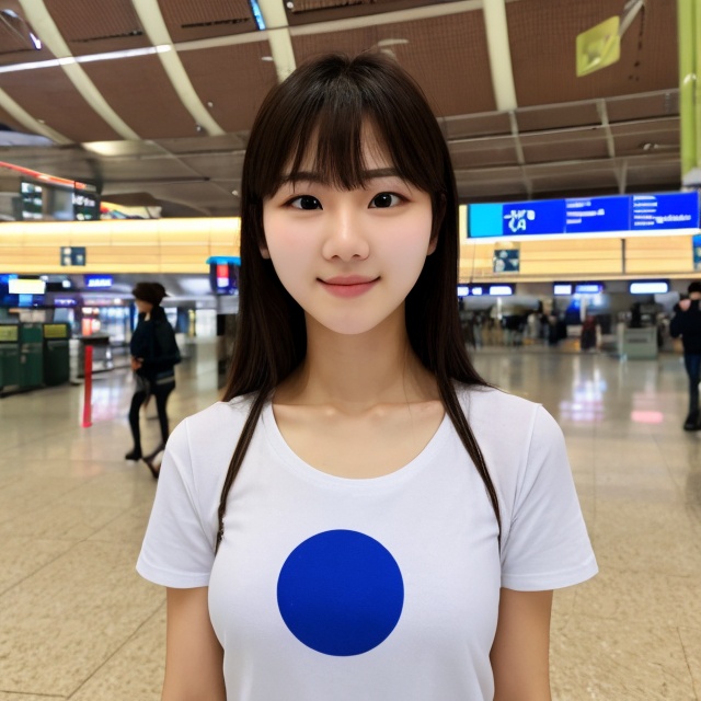 realistic photos of Korean female,  crossed bangs,  slightly smile on Tensor.Art