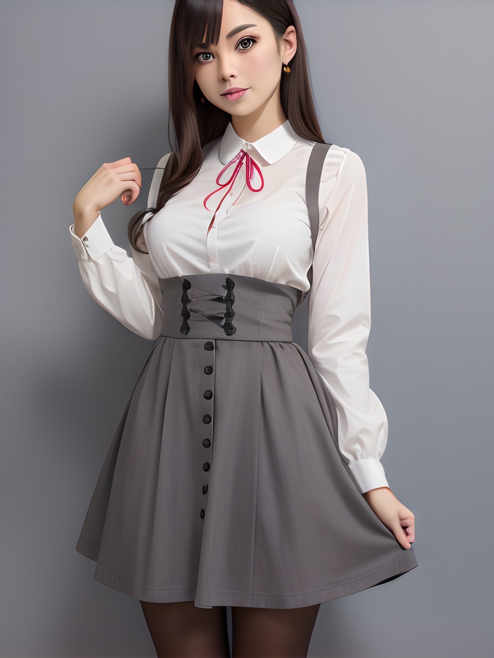 virgin killer outfit,  high-waist skirt,  standing on Tensor.Art
