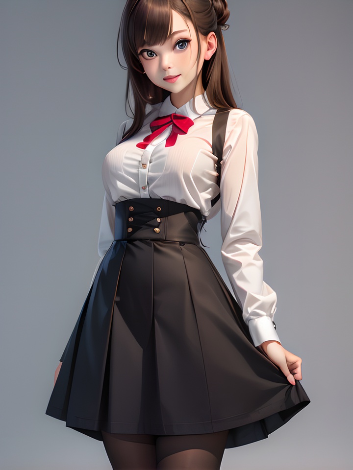 virgin killer outfit,  high-waist skirt,  standing on Tensor.Art
