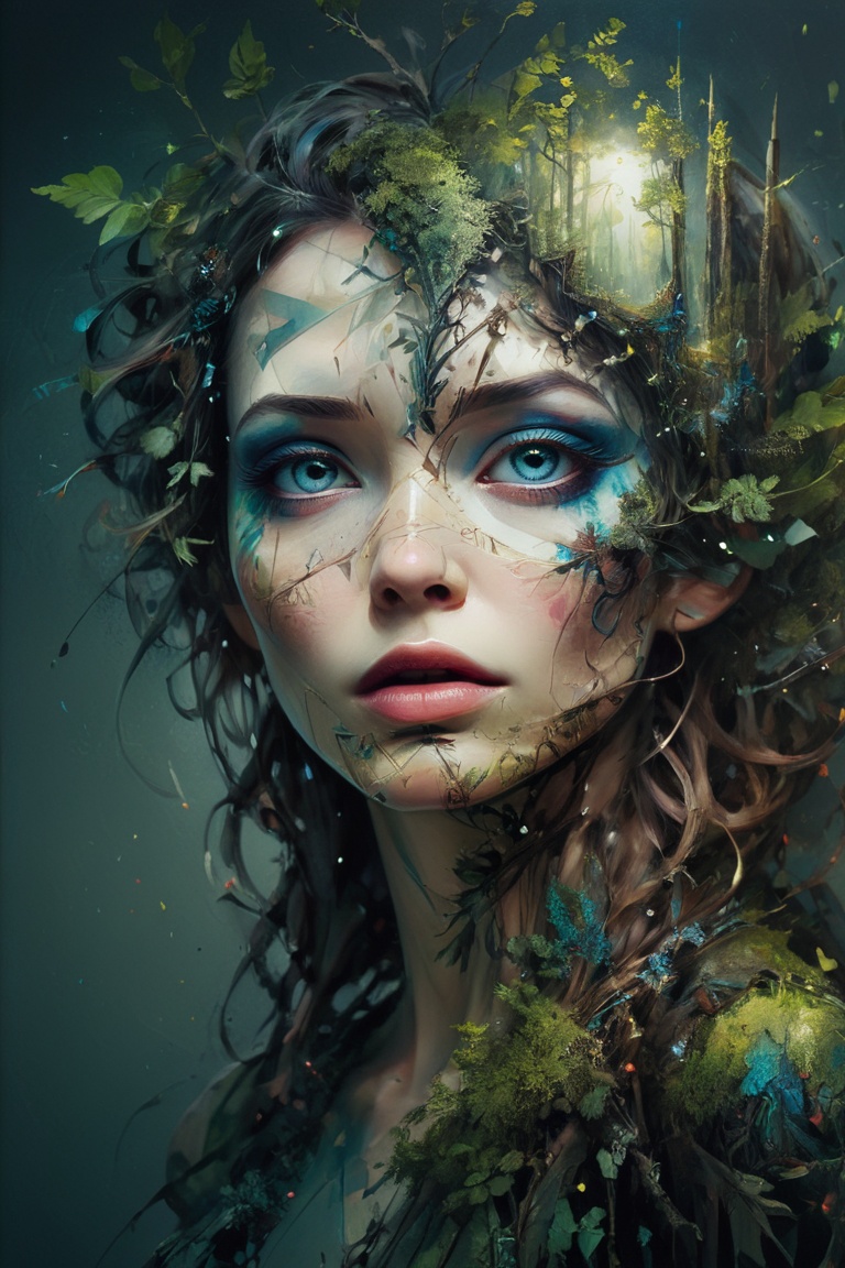 mysterious silhouette forest woman,  by Minjae Lee,  Carne Griffiths on Tensor.Art