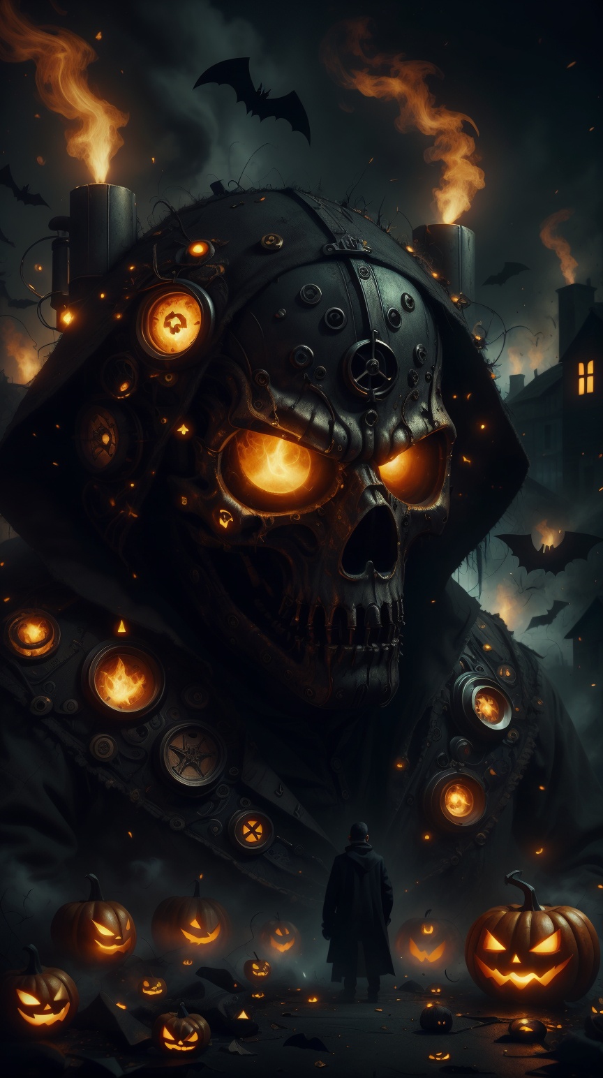 halloweentech hwghostly halloweenglowstyle solo,  half shot,  looking at viewer on Tensor.Art