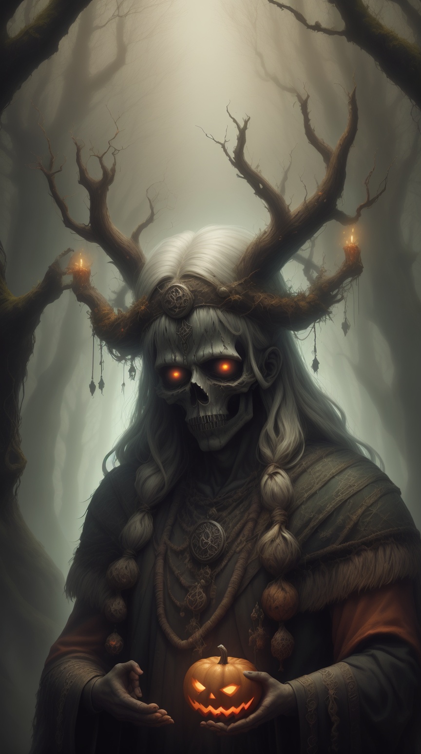 h4l0w3n5l0w5tyl3M3rg34ll a Scottish druid invoking ancient spirits in an enchanted forest on Tensor.Art