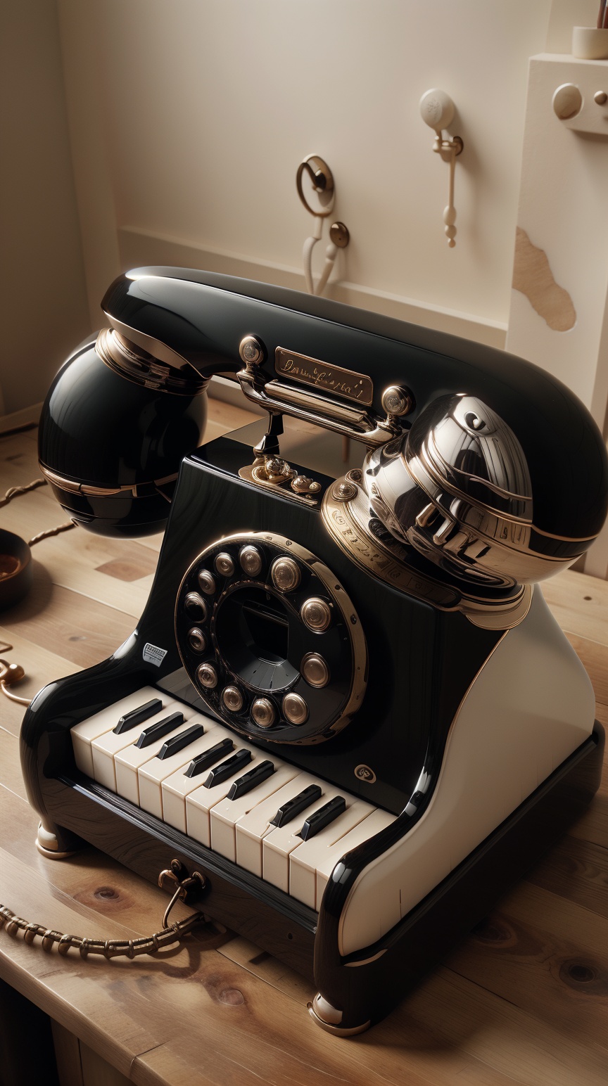 P14n03l3g4nt3b0n3 rotary phone,  shiny ebony and ivory on Tensor.Art