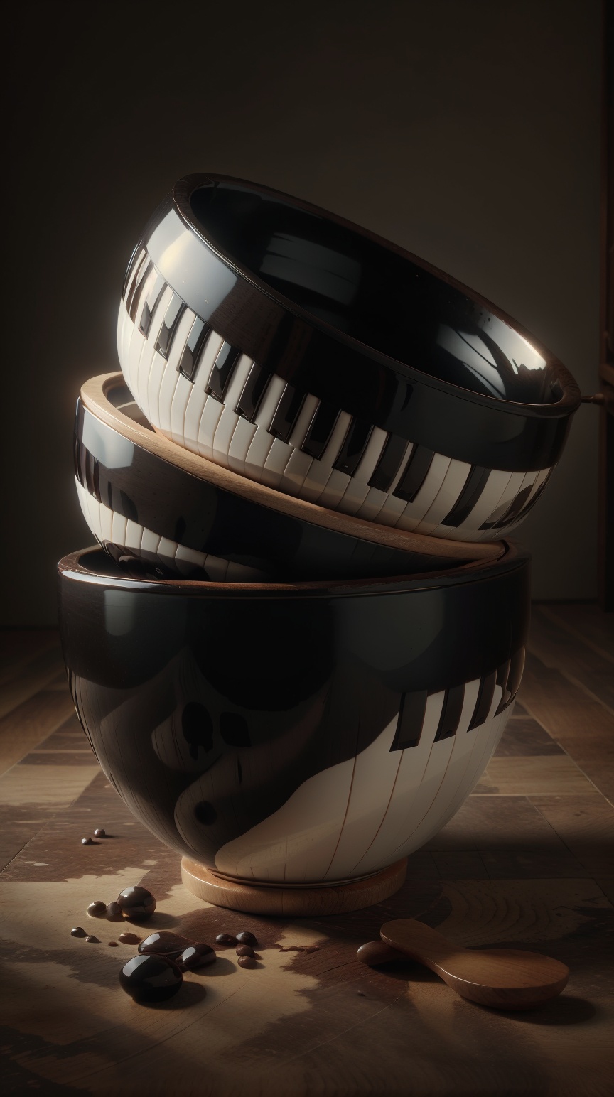 P14n03l3g4nt3b0n3 Mixing bowls,  shiny ebony and ivory on Tensor.Art