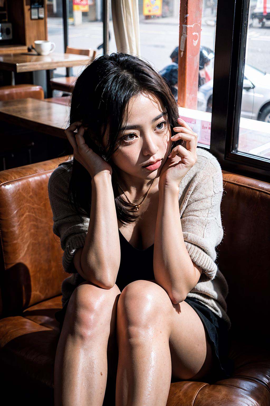 1girl,  ***** lady,  sitting on Tensor.Art