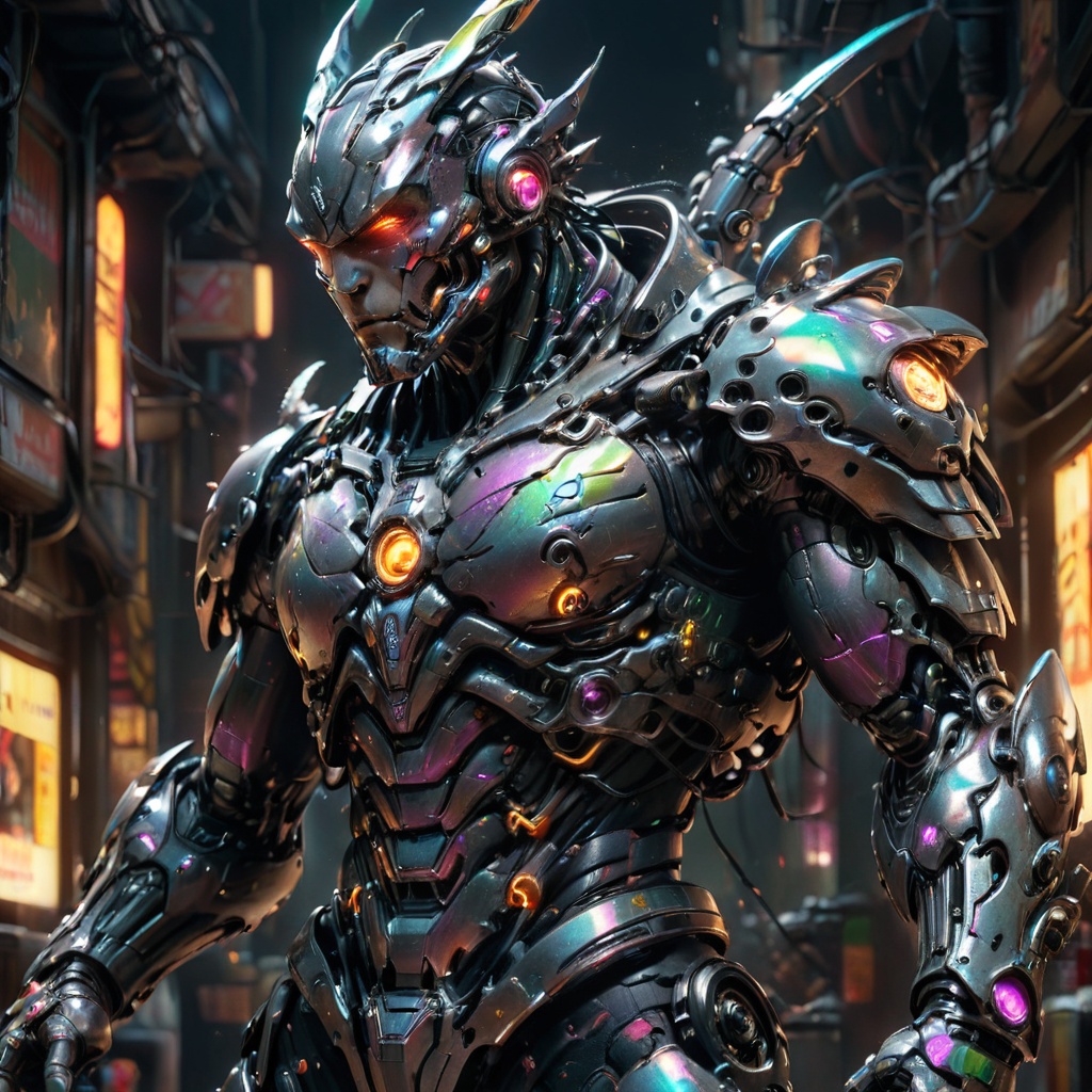 Cyborg-dragonslayer,  scifi dark fantasy,  brutal on Tensor.Art